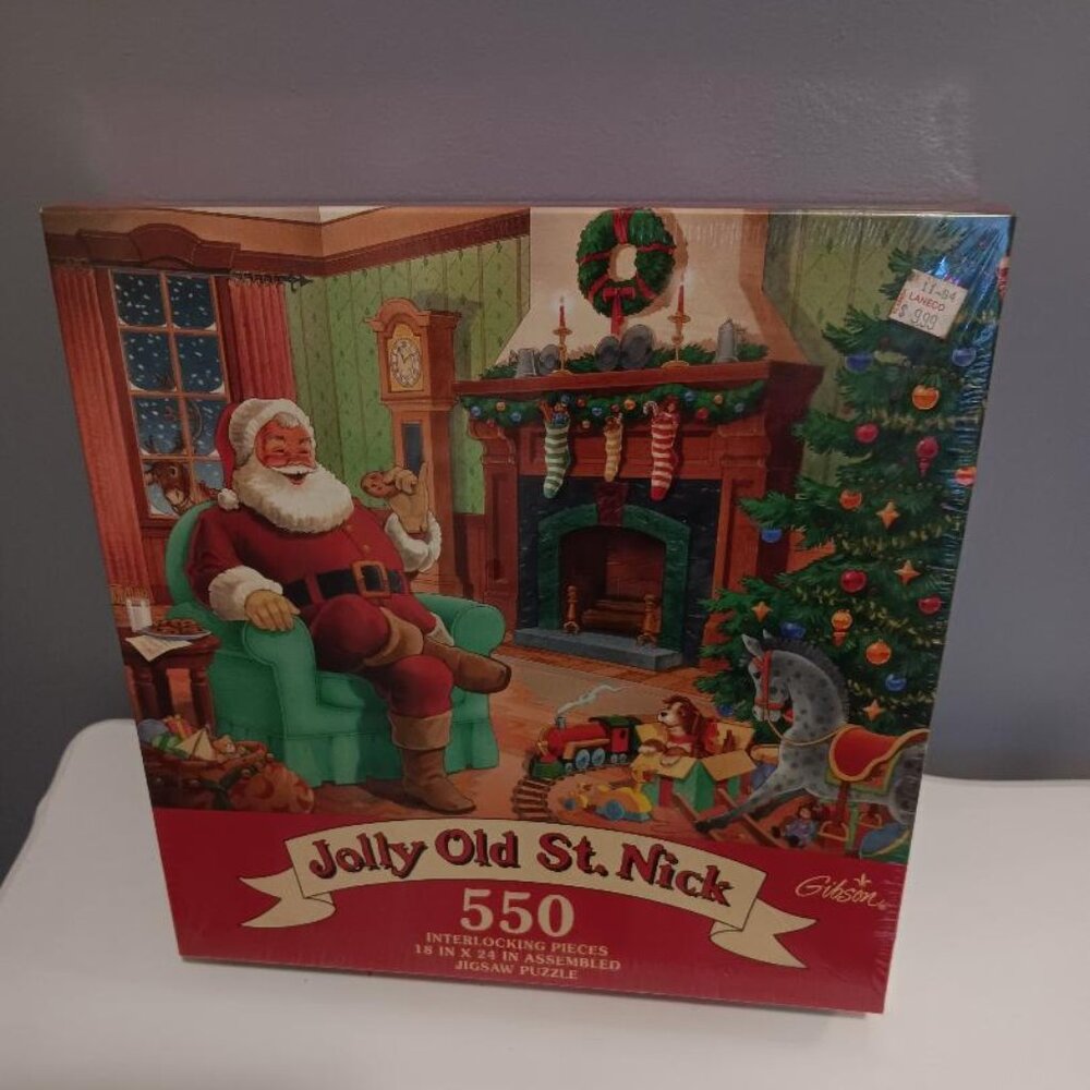 Vtg 1994 Gibson Jolly Old St. Nick Jigsaw Puzzle 550 Piece Christmas New Sealed